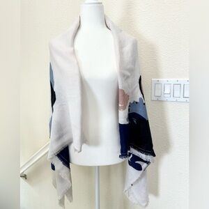 Square Scarf, Pashmina or Swimsuit Cover lightweight 54x56” cream blue pink